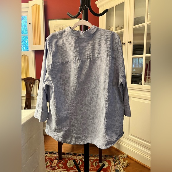 L.L. Bean Seersucker Blue Button Down Shirt - Picture 2 of 7